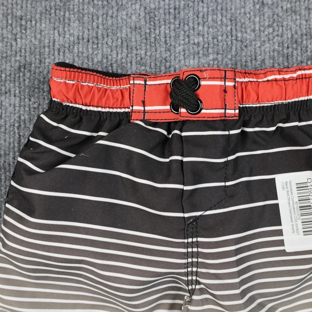 Nebraska Cornhuskers Swim Trunks Infant 12M Black Red Striped NCAA‎ CSS Football